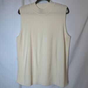 Alfani Sleeveless Ribbed Mock Turtleneck Sweater Cream Size XL